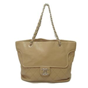 Chanel Chain Shoulder Bag Calf Cowhide Beige